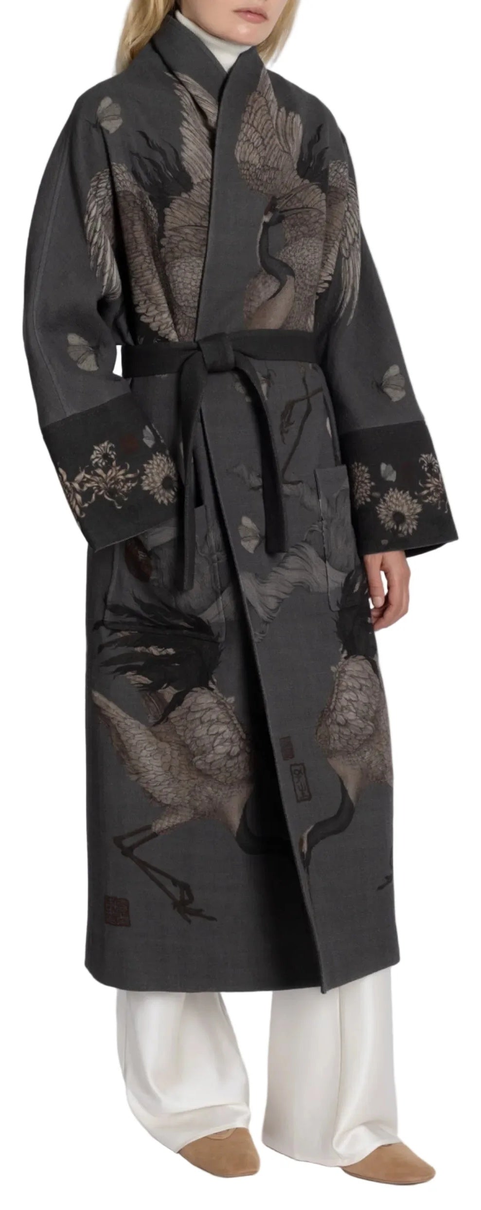 Wind Dancer - Heaven Caller Wool Wrap Coat - Ash Cinder - Front