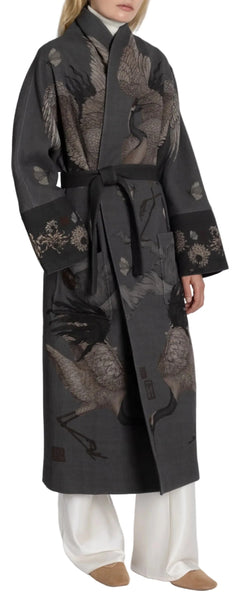 Wind Dancer - Heaven Caller Wool Wrap Coat - Ash Cinder - Front