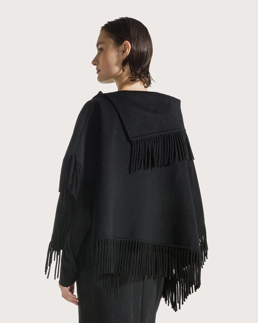 Wool Fringe Cape