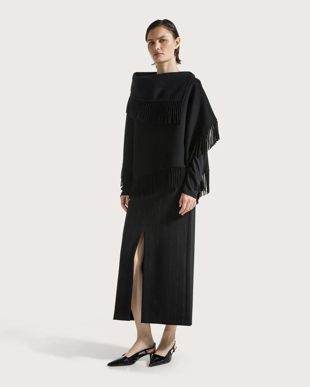 Wool Fringe Cape