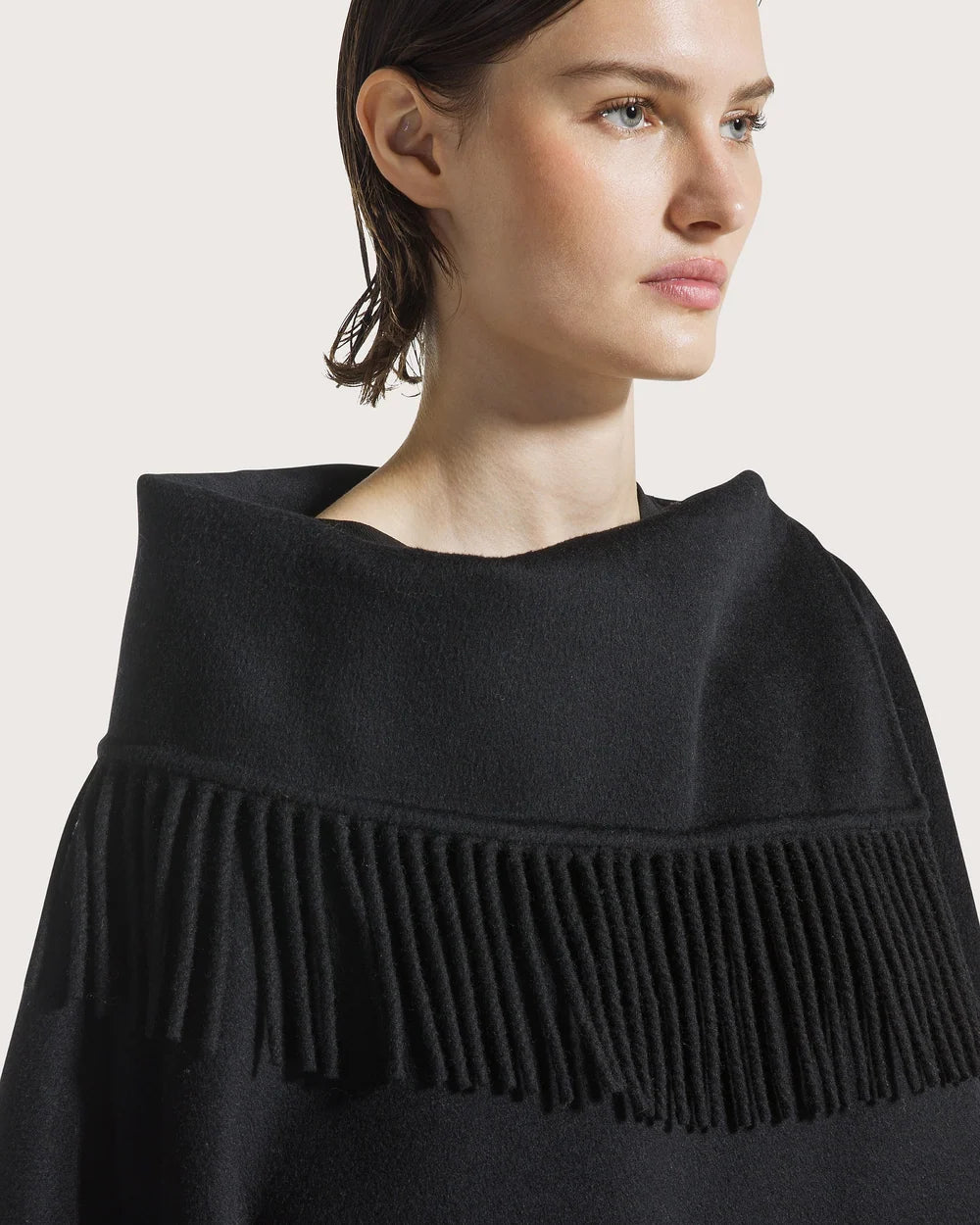 Wool Fringe Cape
