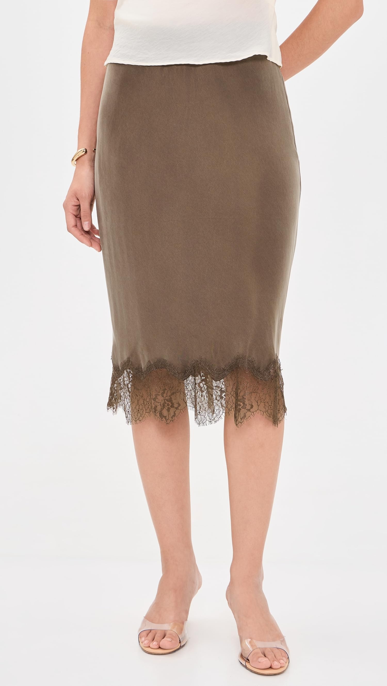 Yvette Skirt Olive Brown front