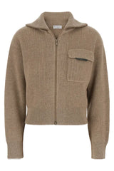 Zip-Up Ribbed Cashmere Cardigan
