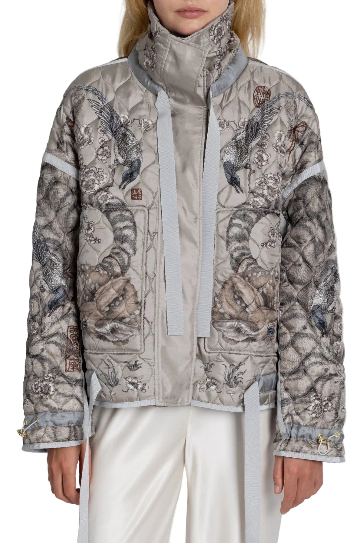 Zouyu - Cry The Deer Reversible Quilted Jacket - Clay Bone - Front