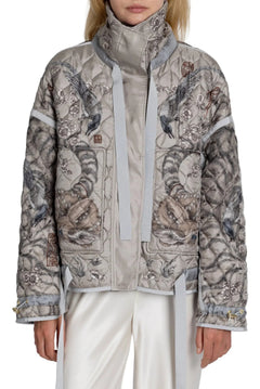 Zouyu - Cry The Deer Reversible Quilted Jacket - Clay Bone - Front